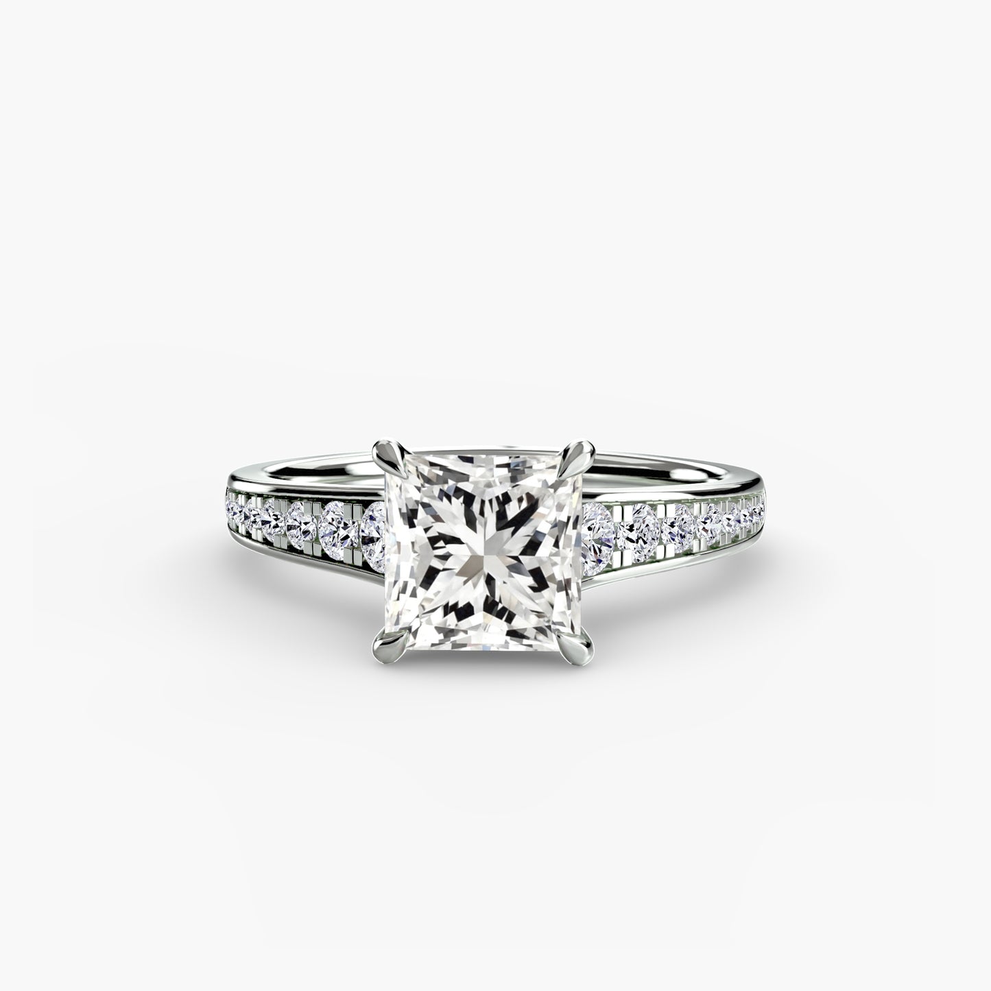 Solitaire Engagement Ring with Pavé Band - 2.4mm