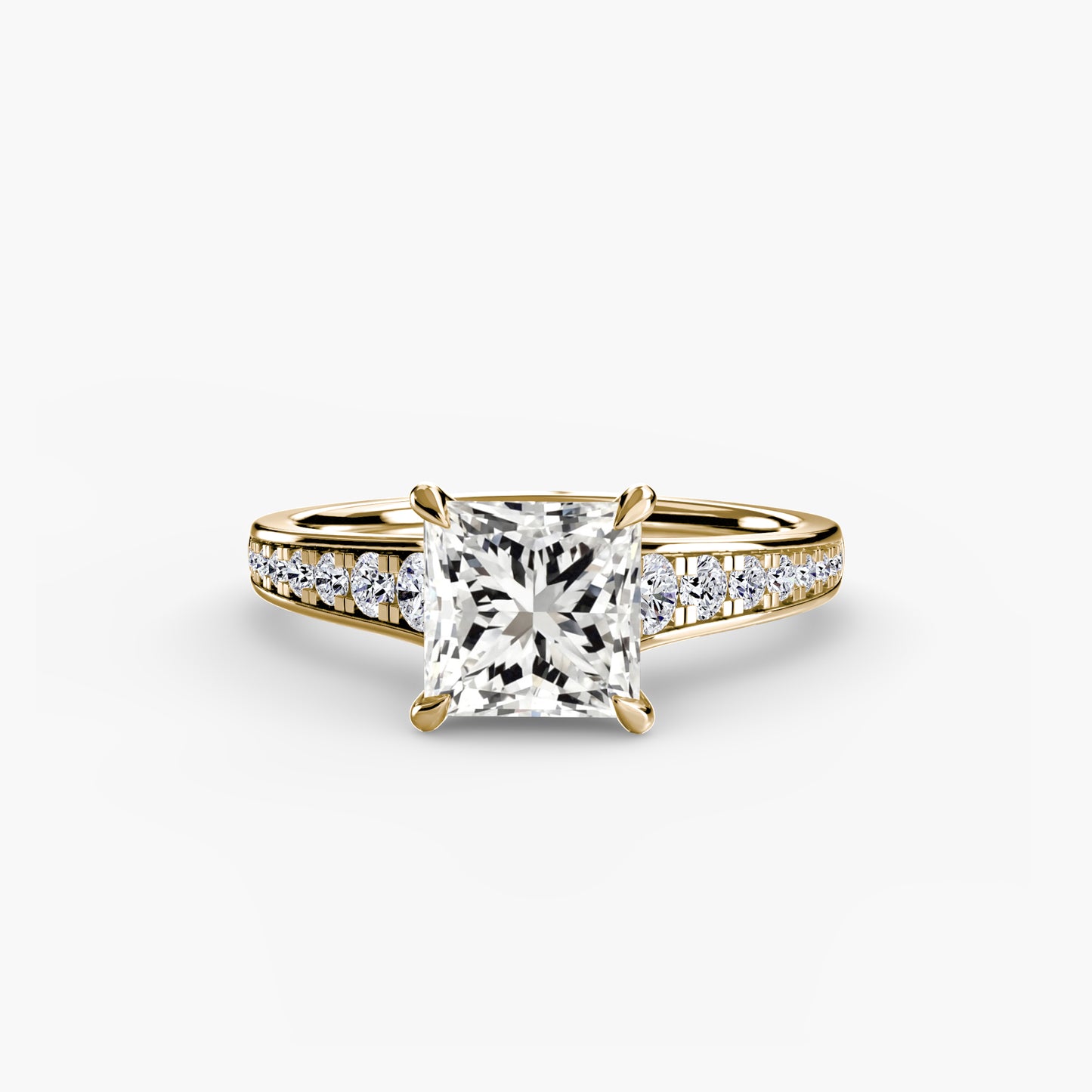Solitaire Engagement Ring with Pavé Band - 2.4mm