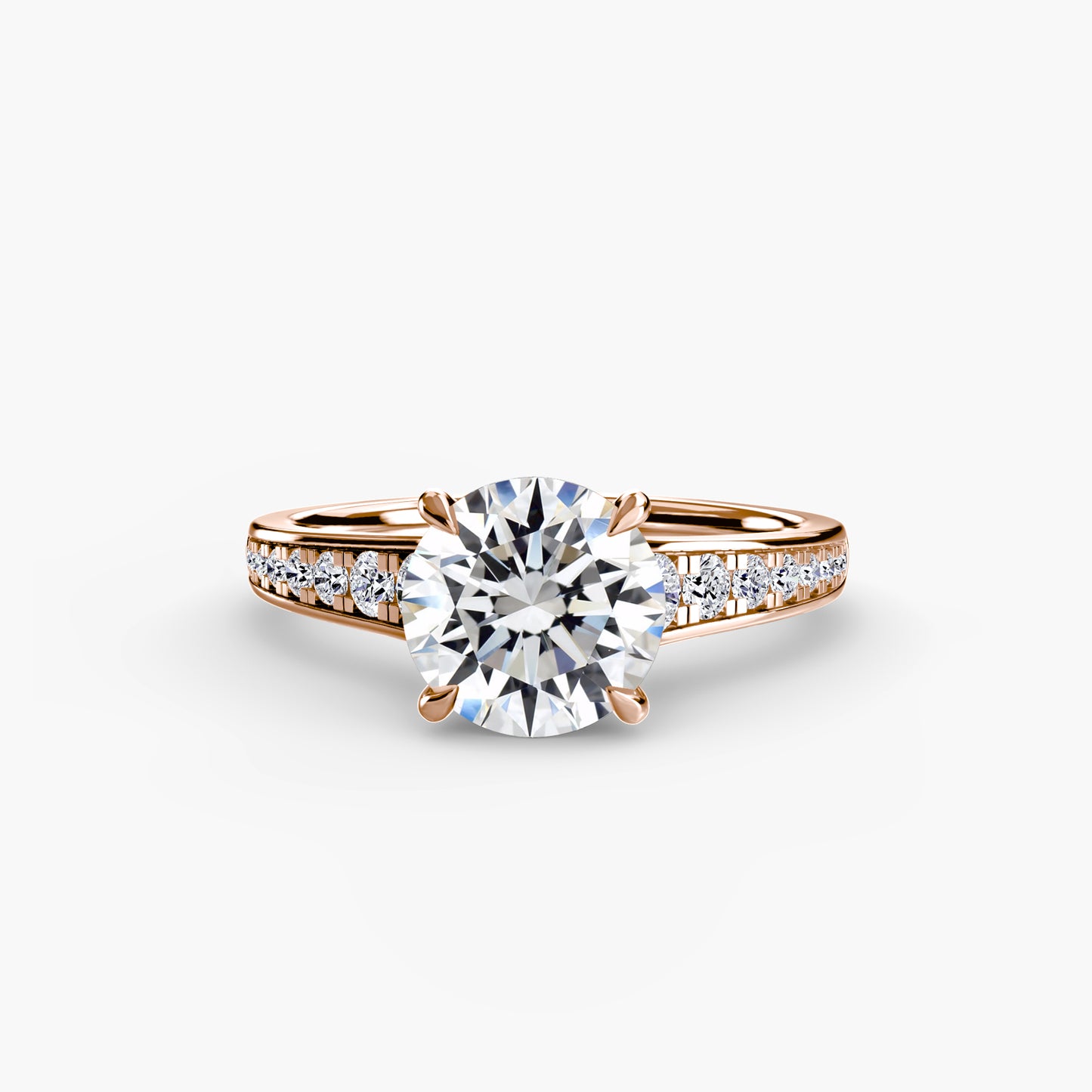 Solitaire Engagement Ring with Pavé Band - 2.4mm