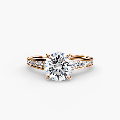 Solitaire Engagement Ring with Pavé Band - 2.4mm
