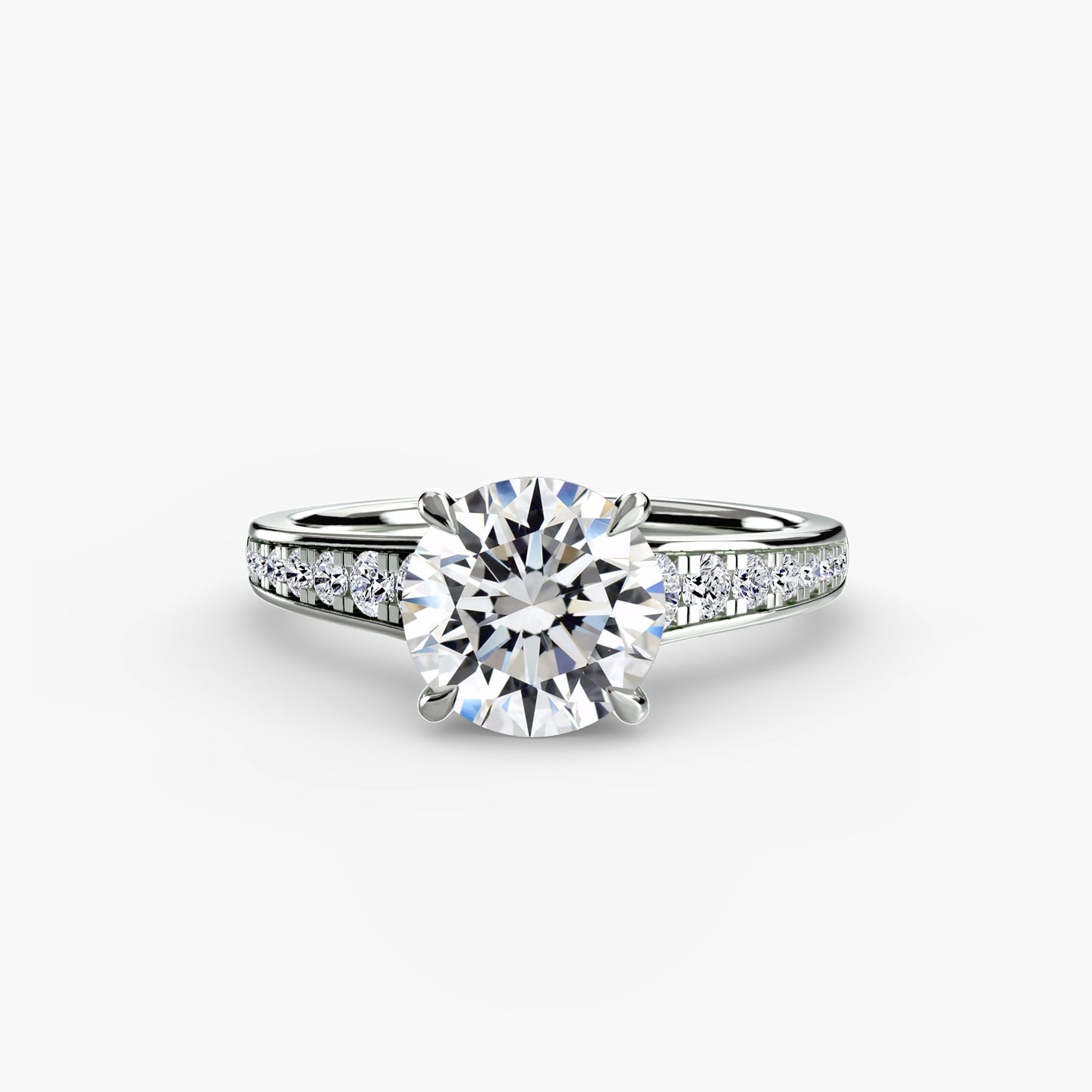 Solitaire Engagement Ring with Pavé Band - 2.4mm