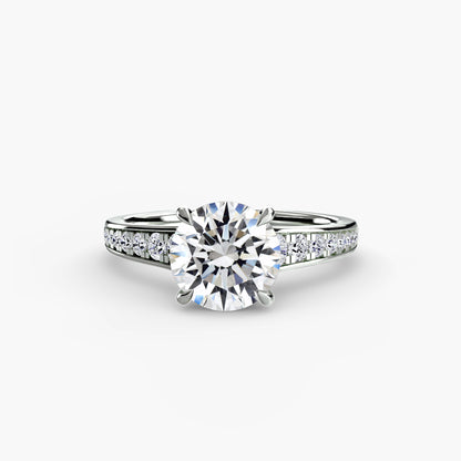 Solitaire Engagement Ring with Pavé Band - 2.4mm