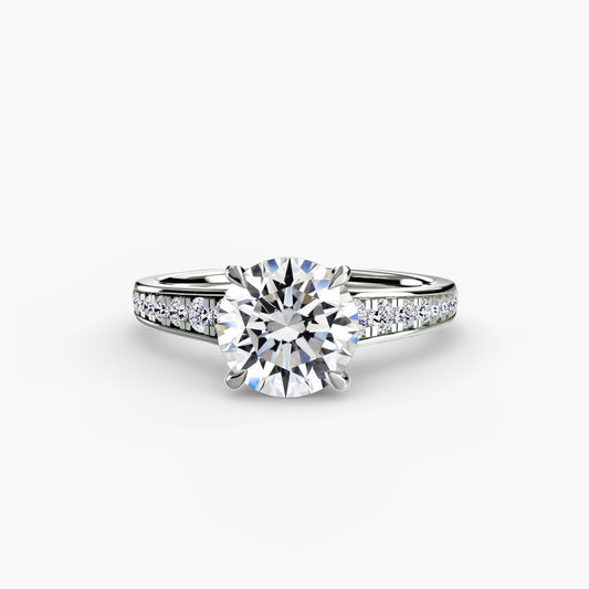 Solitaire Engagement Ring with Pavé Band - 2.4mm