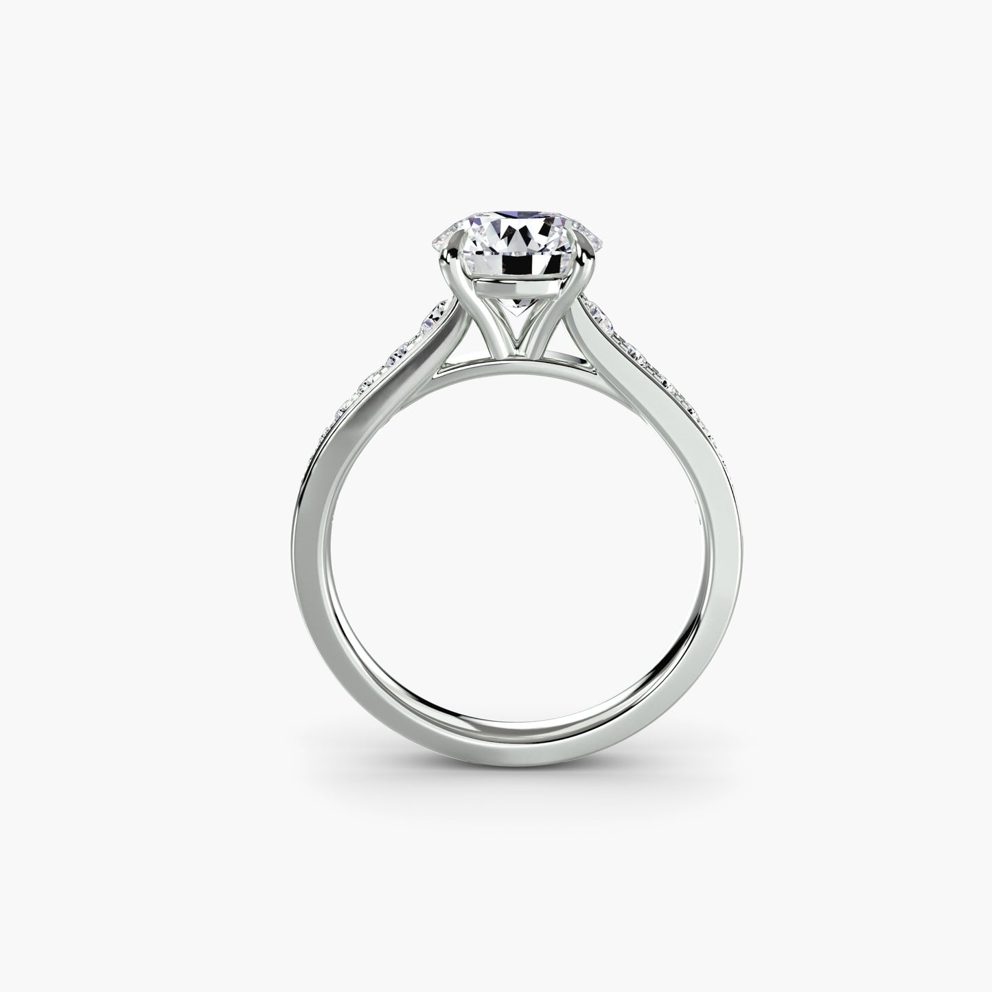 Solitaire Engagement Ring with Pavé Band - 2.4mm