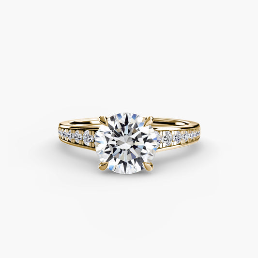 Solitaire Engagement Ring with Pavé Band - 2.4mm