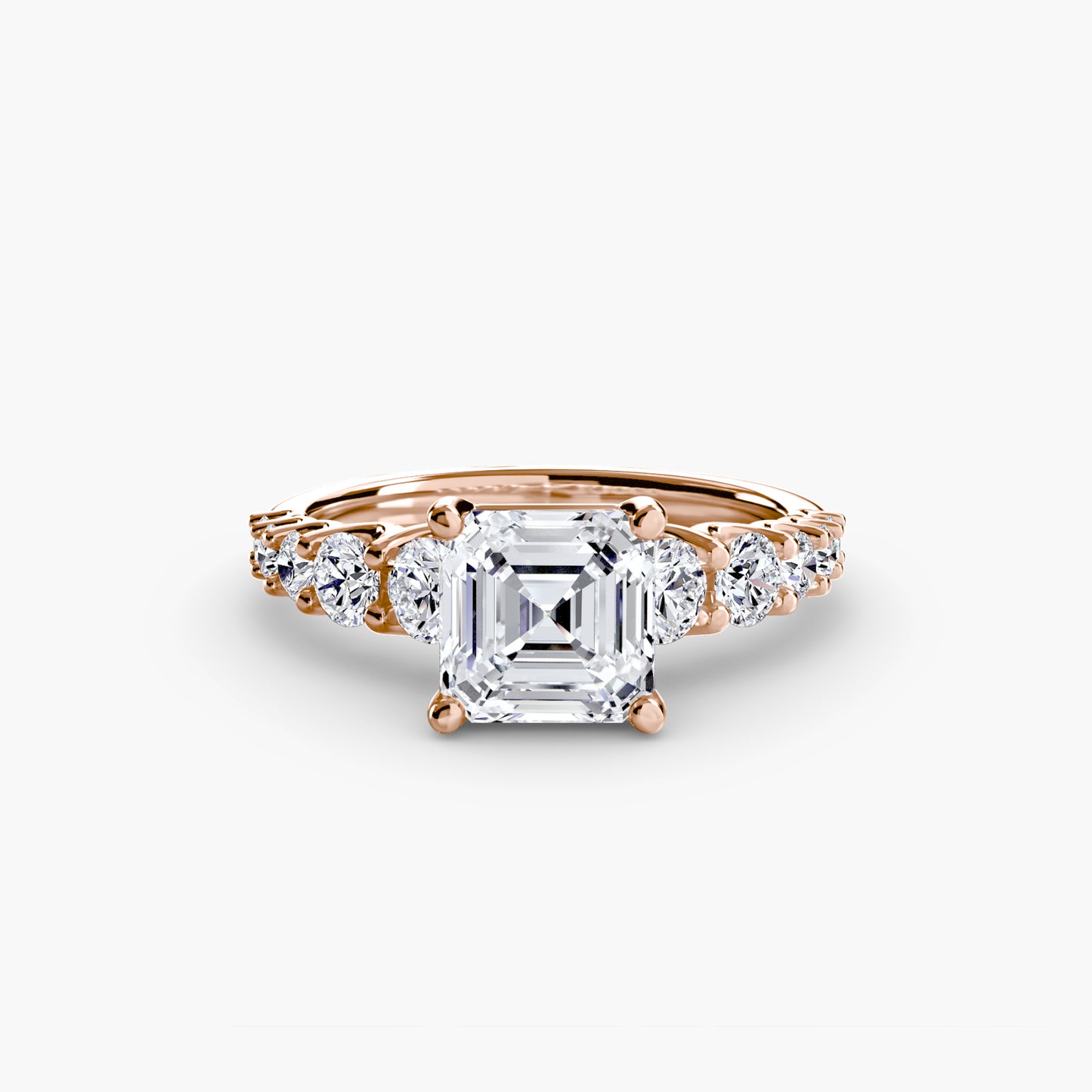 Graduated Accent Solitaire Engagement Ring
