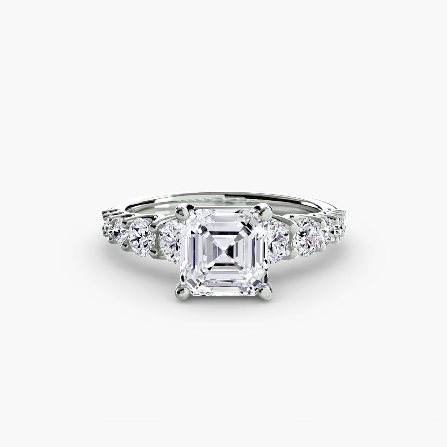 Graduated Accent Solitaire Engagement Ring