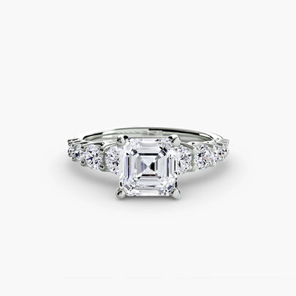 Graduated Accent Solitaire Engagement Ring