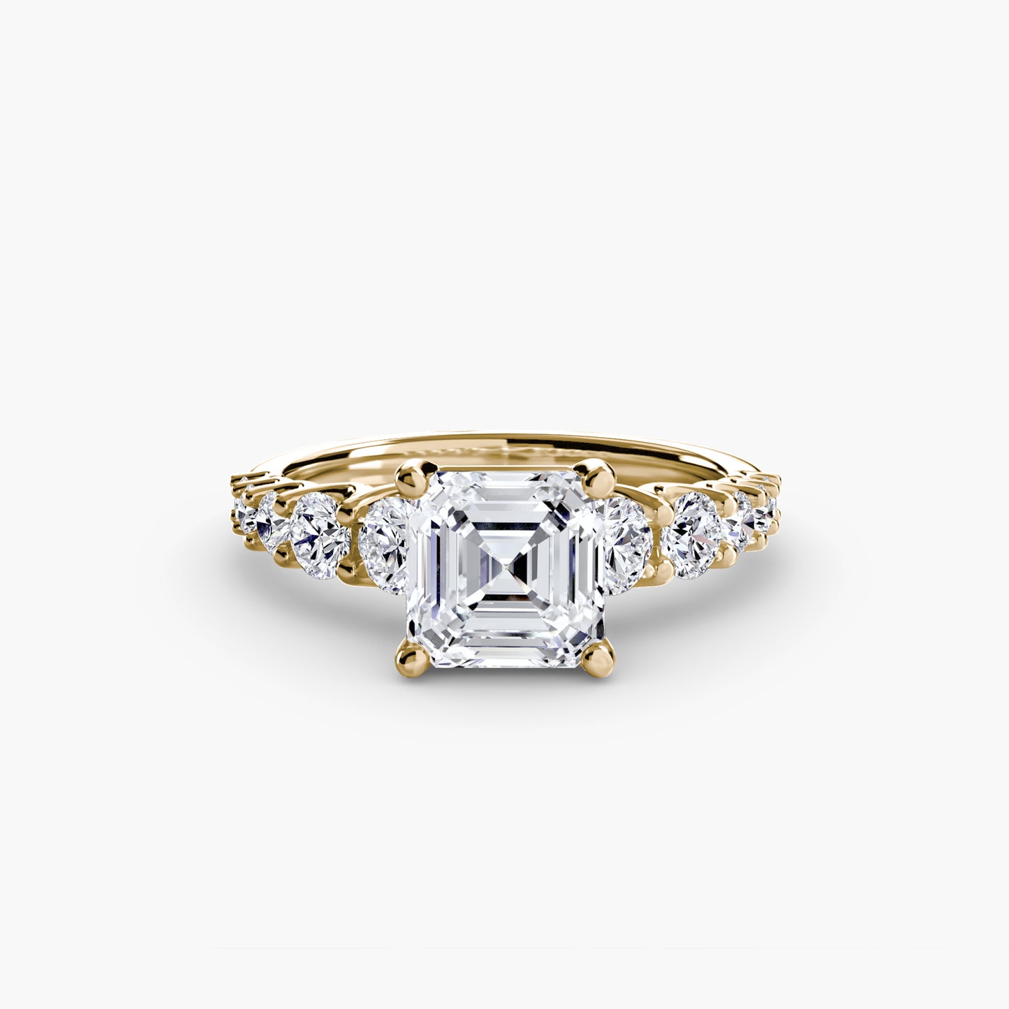 Graduated Accent Solitaire Engagement Ring