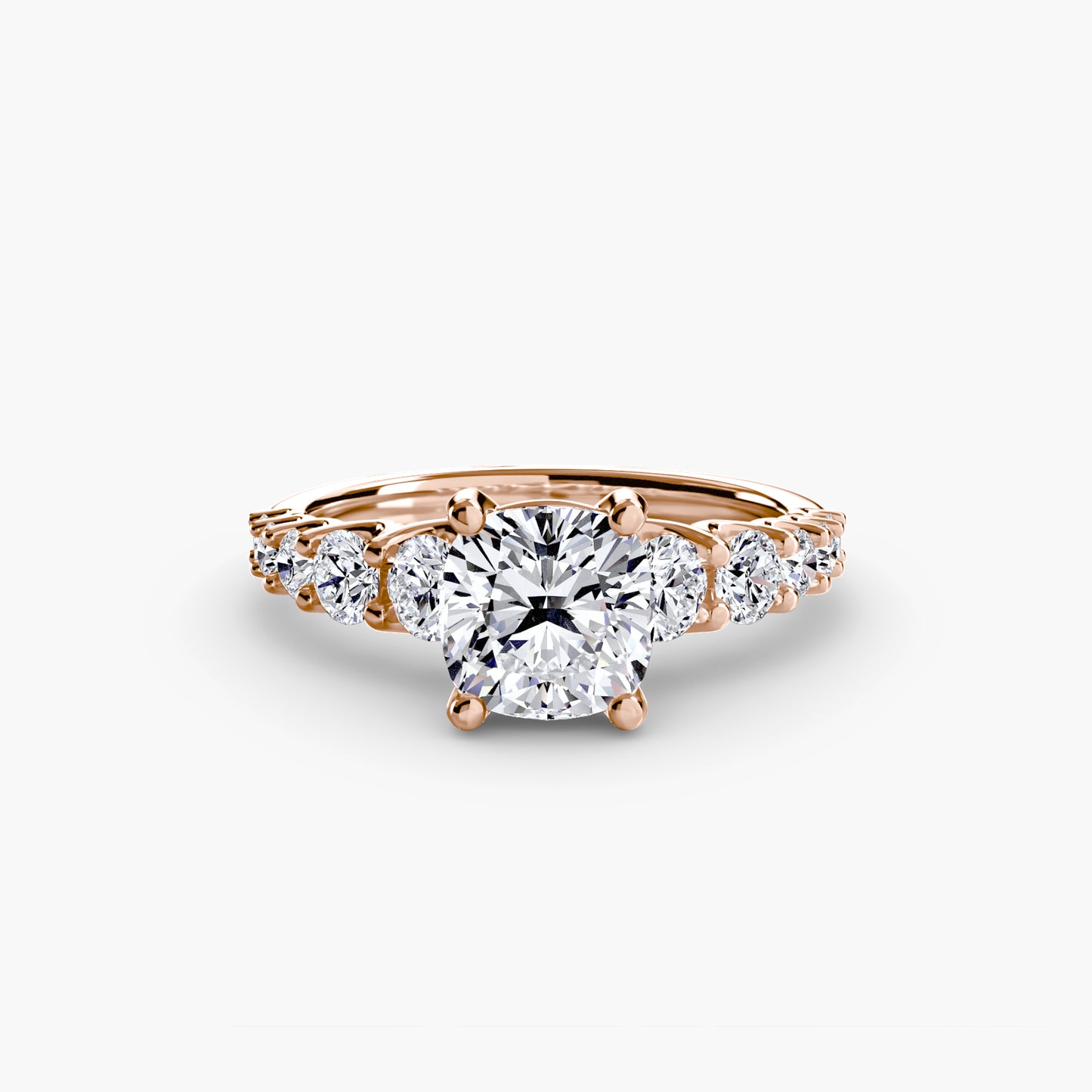Graduated Accent Solitaire Engagement Ring