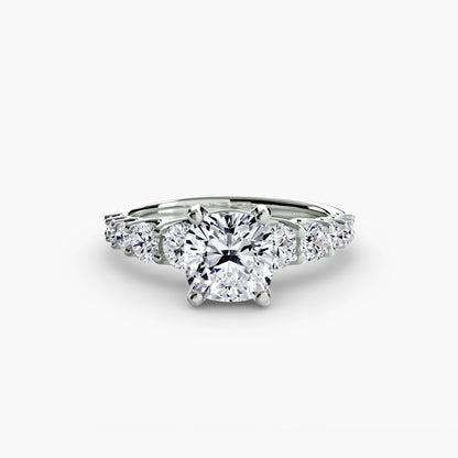 Graduated Accent Solitaire Engagement Ring