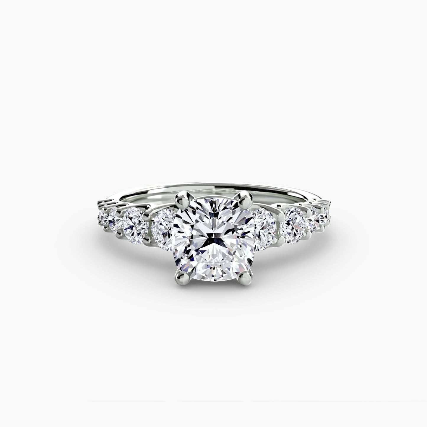 Graduated Accent Solitaire Engagement Ring