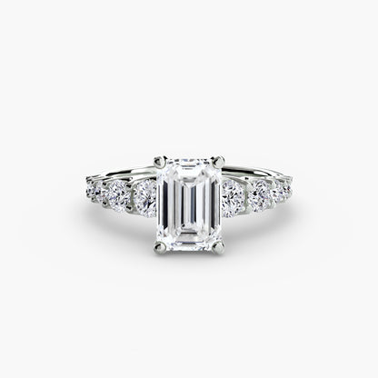 Graduated Accent Solitaire Engagement Ring