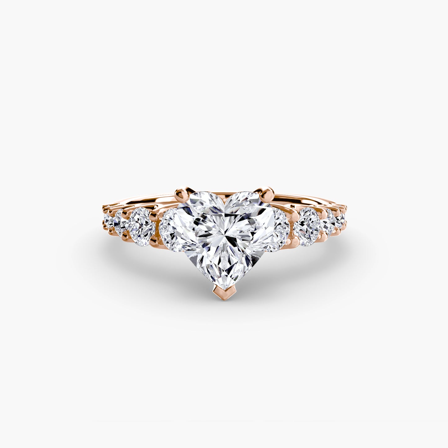 Graduated Accent Solitaire Engagement Ring
