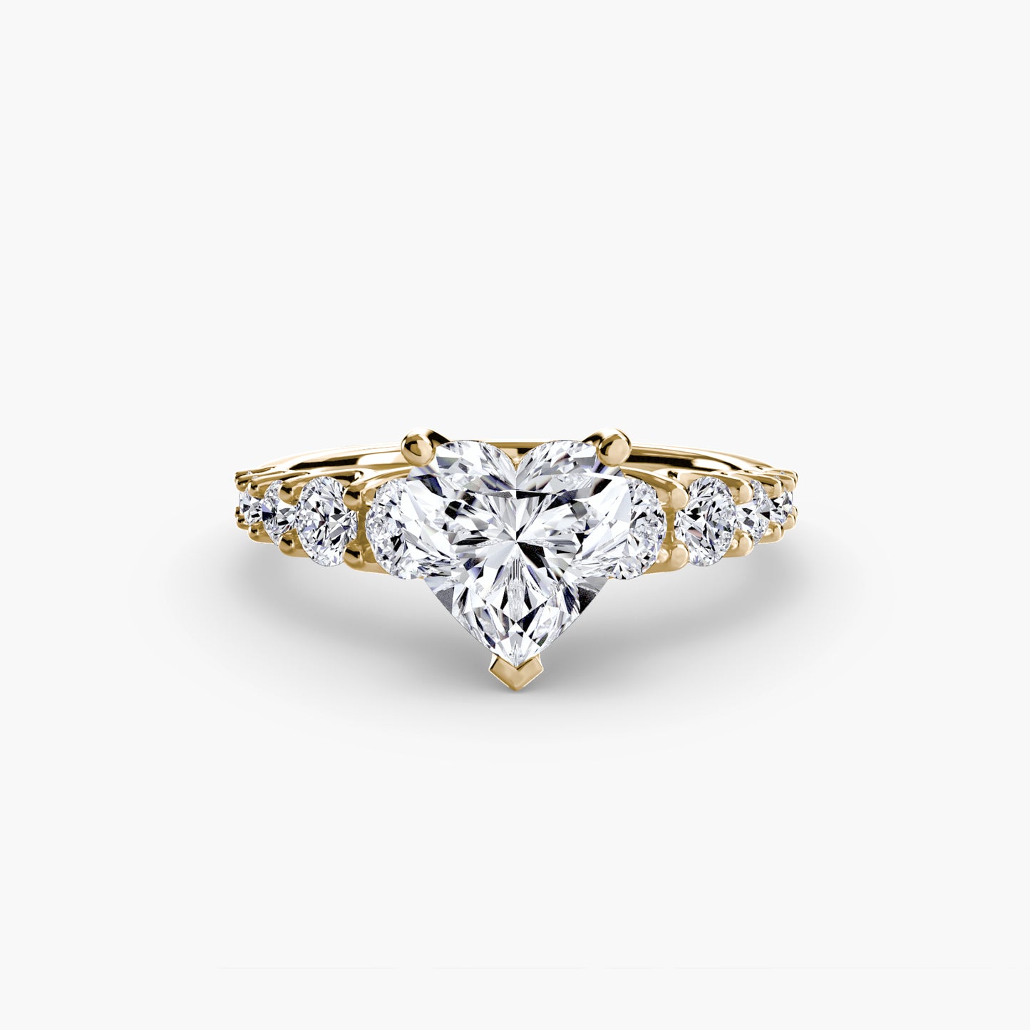 Graduated Accent Solitaire Engagement Ring