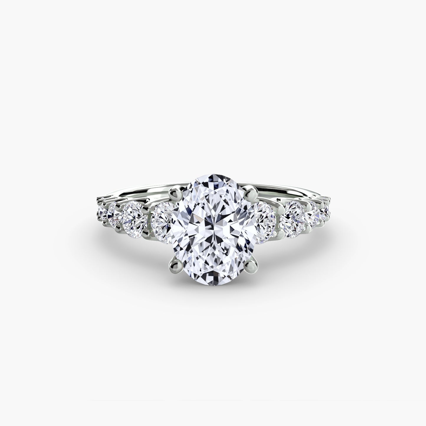 Graduated Accent Solitaire Engagement Ring