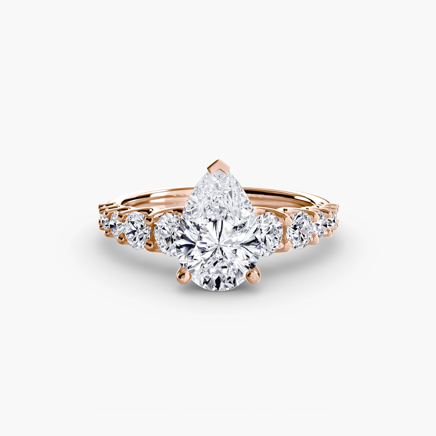 Graduated Accent Solitaire Engagement Ring