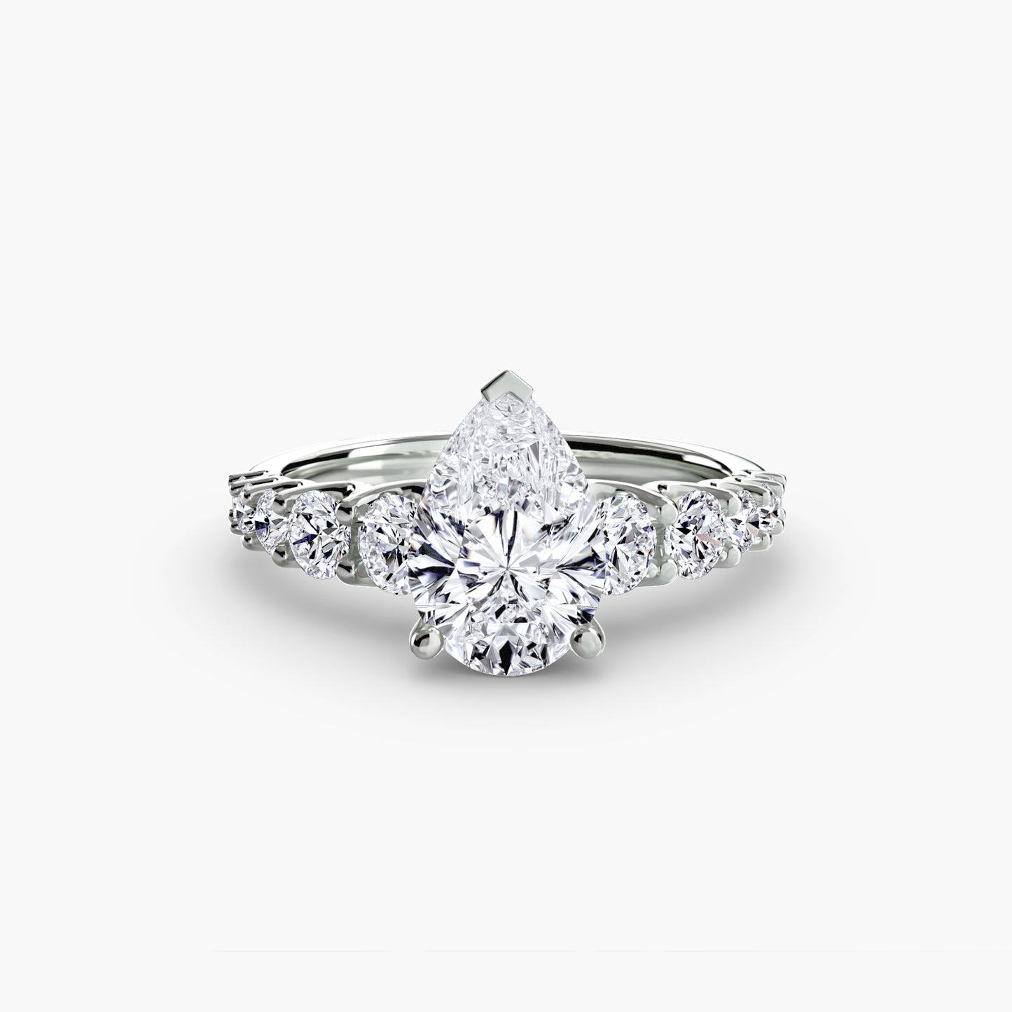 Graduated Accent Solitaire Engagement Ring