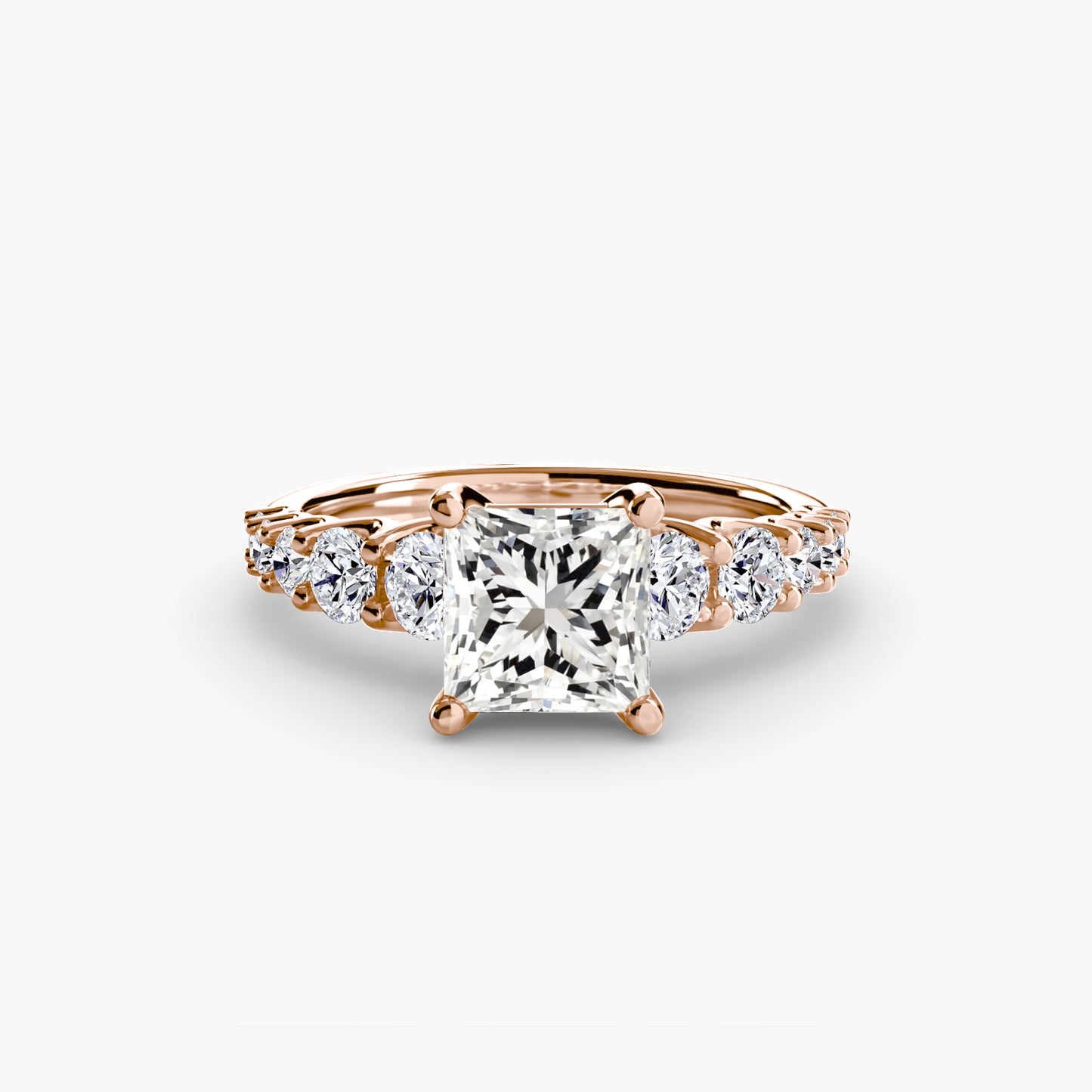 Graduated Accent Solitaire Engagement Ring
