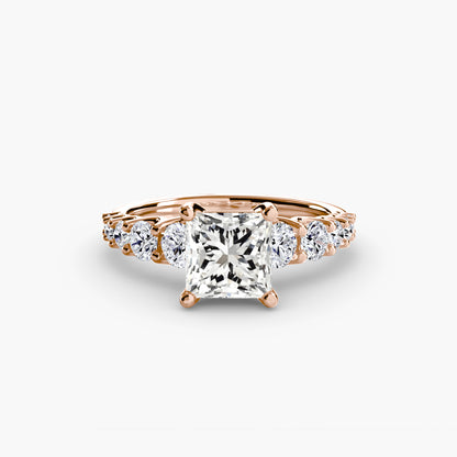Graduated Accent Solitaire Engagement Ring