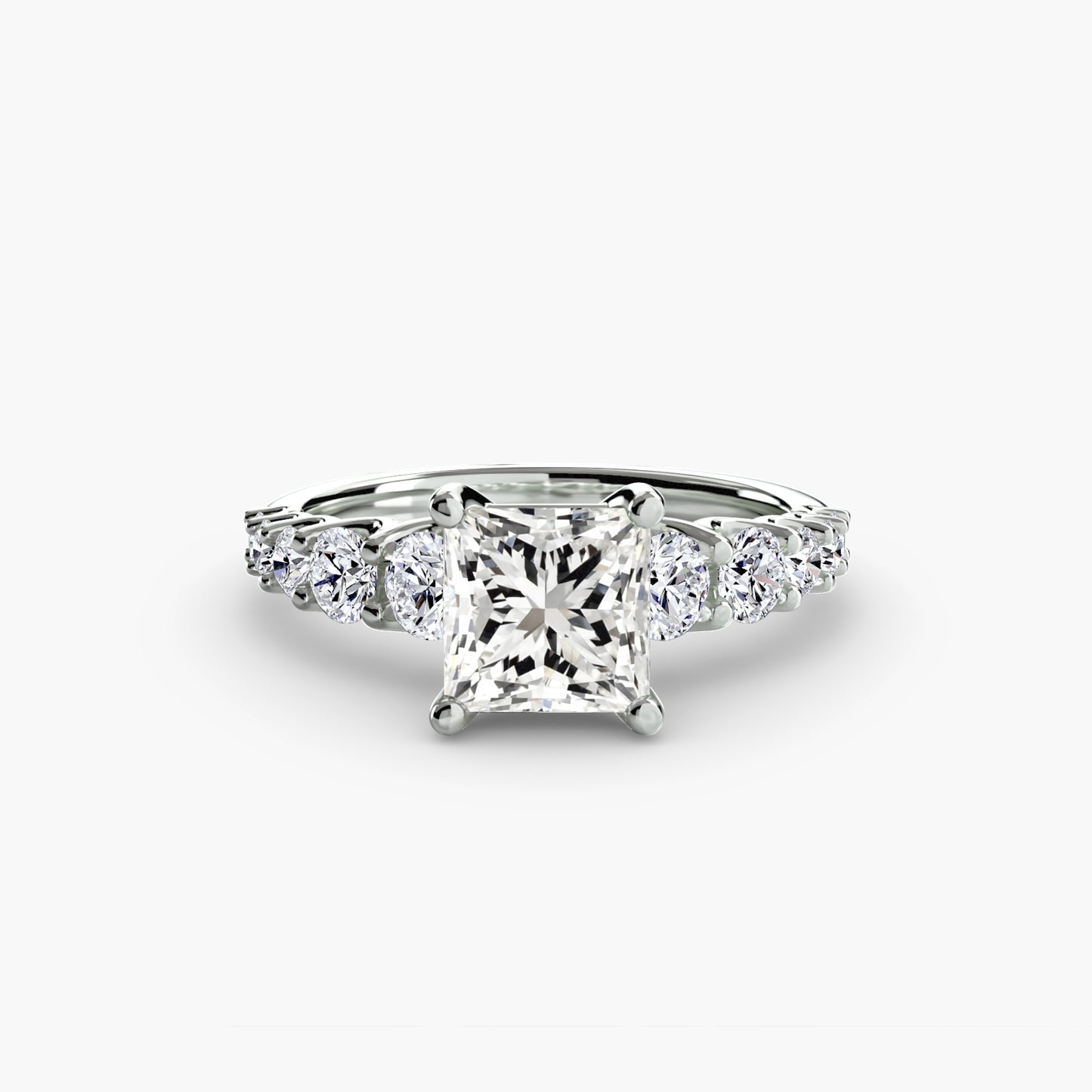 Graduated Accent Solitaire Engagement Ring