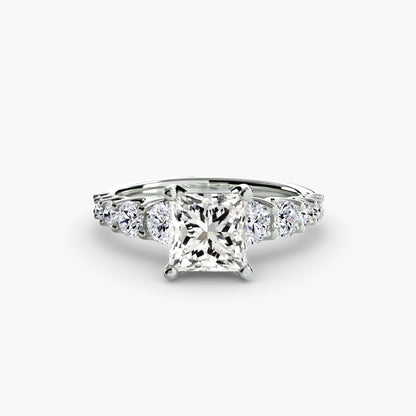 Graduated Accent Solitaire Engagement Ring