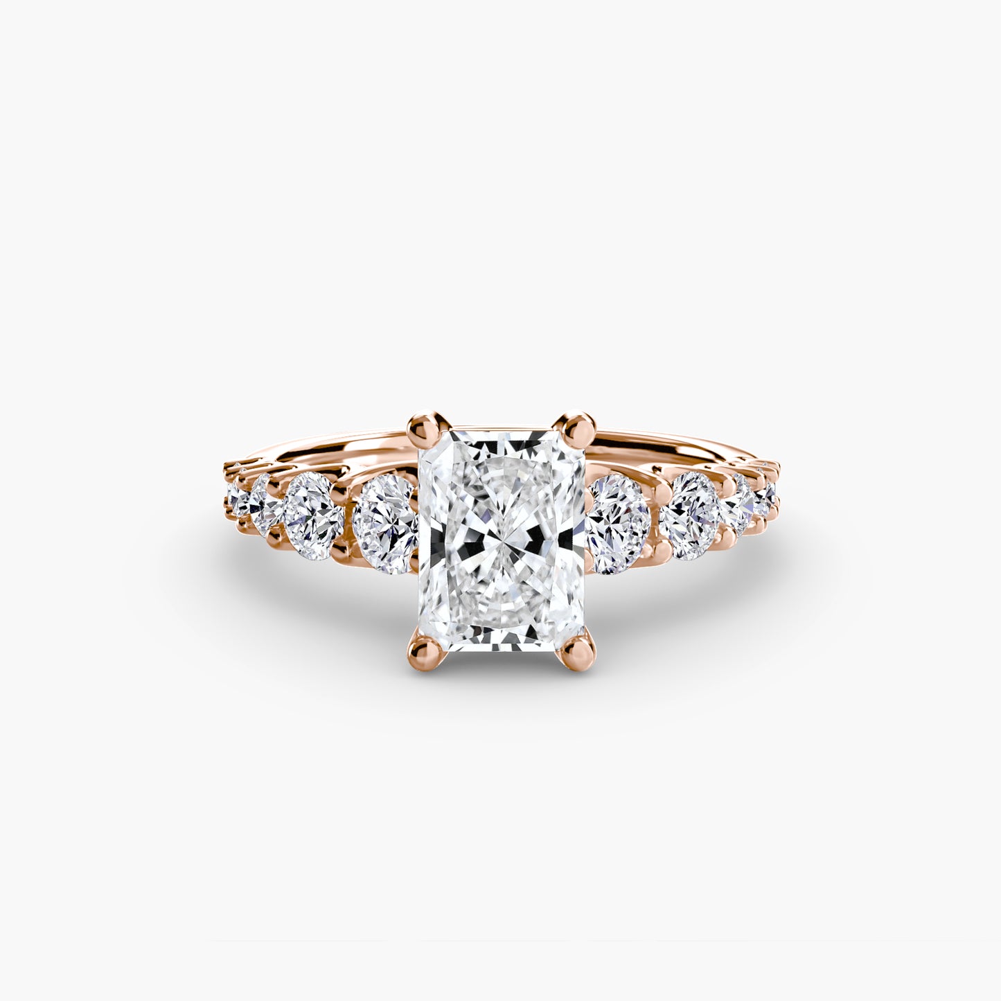 Graduated Accent Solitaire Engagement Ring