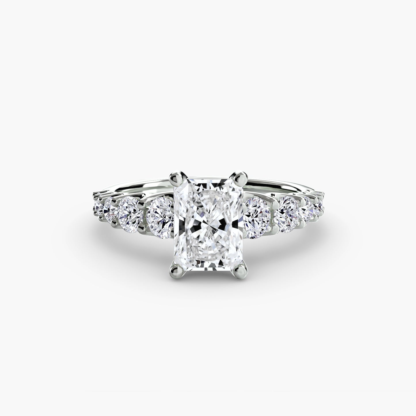 Graduated Accent Solitaire Engagement Ring