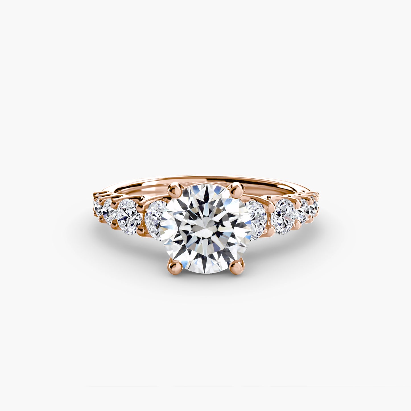 Graduated Accent Solitaire Engagement Ring