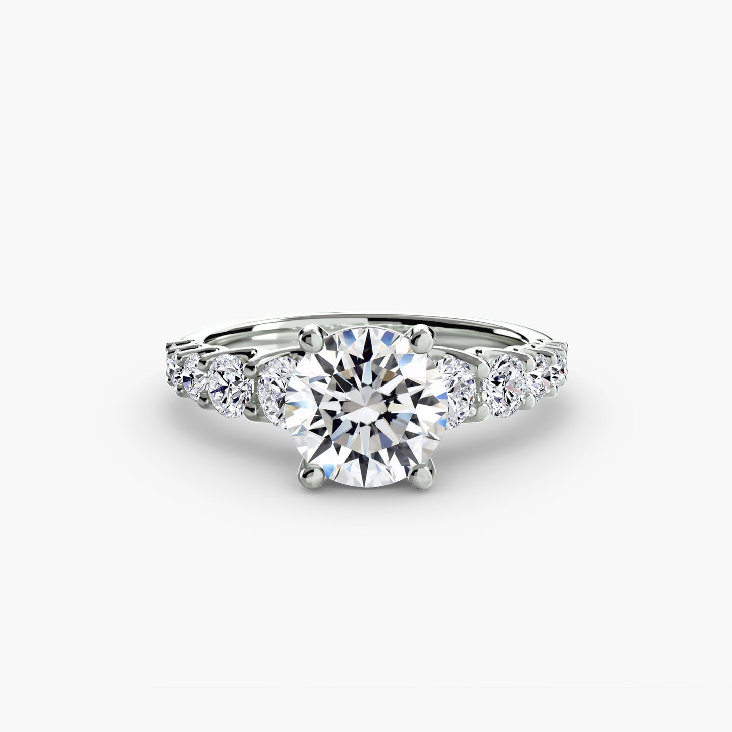 Graduated Accent Solitaire Engagement Ring