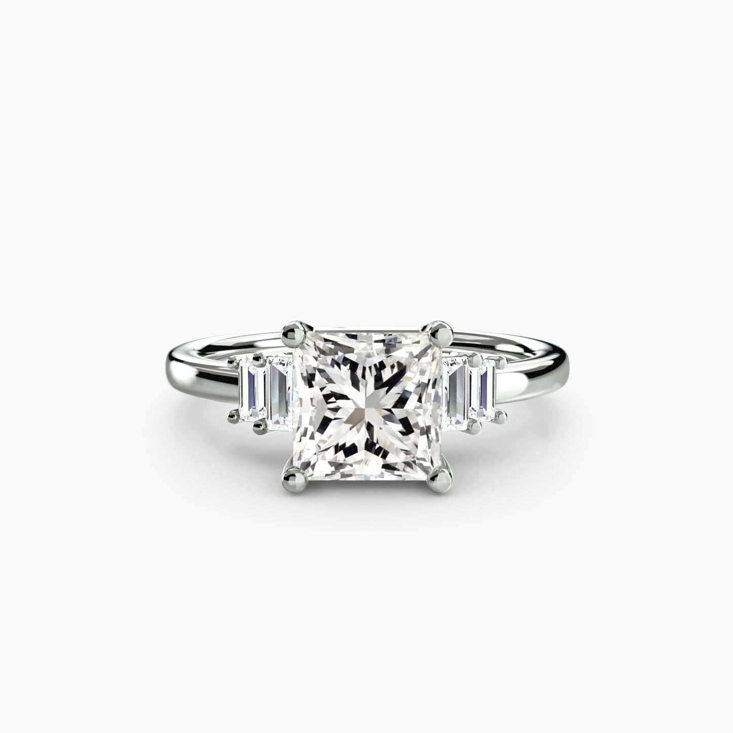 Baguette Accent Solitaire Engagement