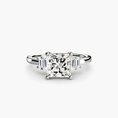 Baguette Accent Solitaire Engagement