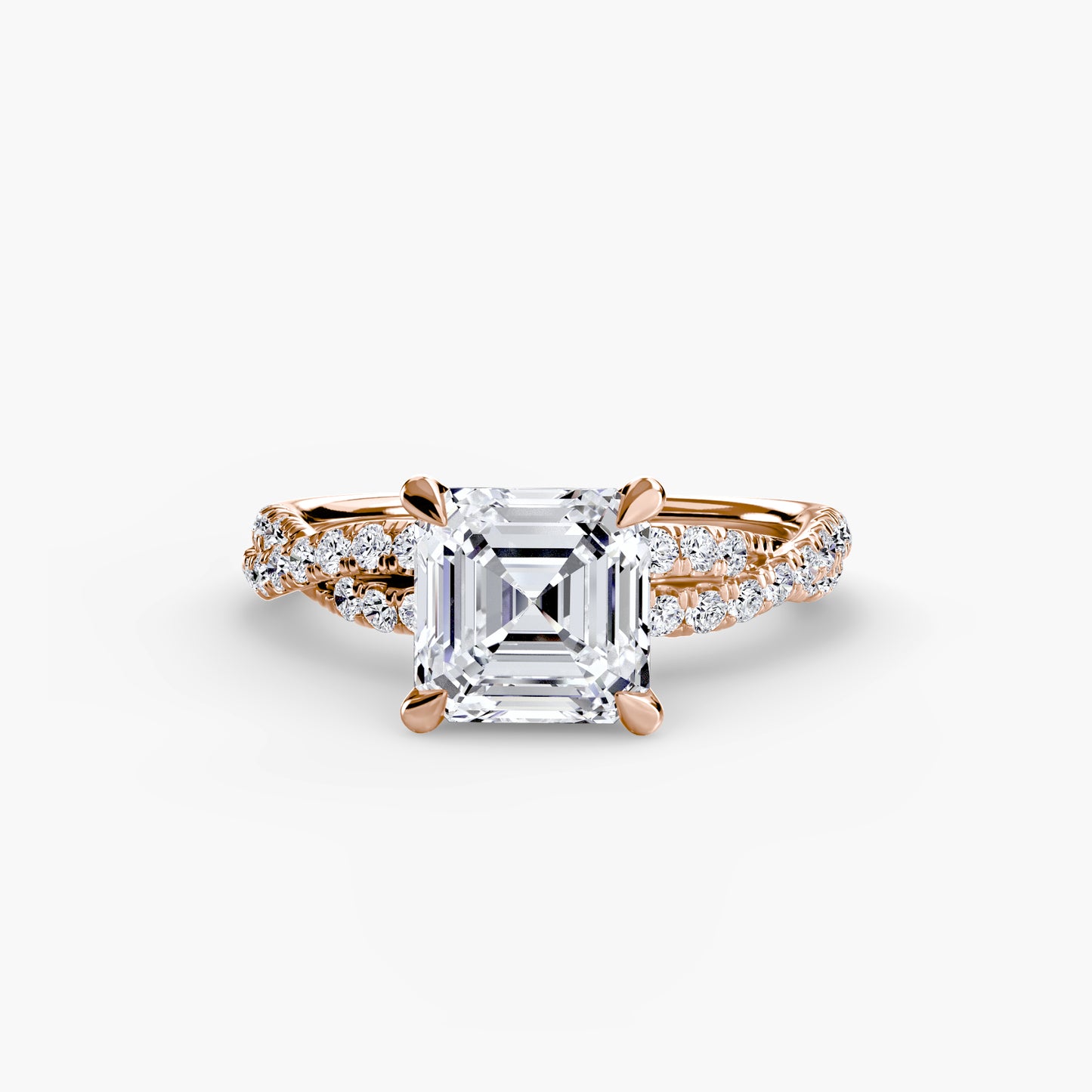 Twisted Pavé Solitaire Engagement Ring