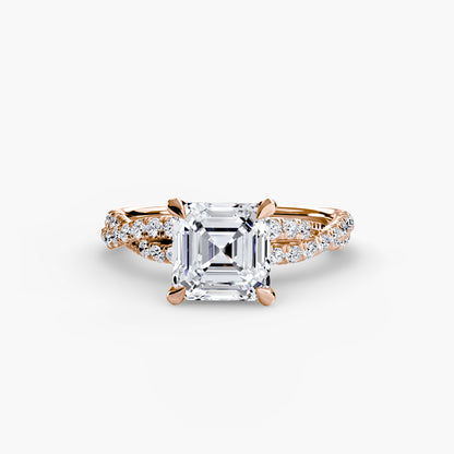 Twisted Pavé Solitaire Engagement Ring
