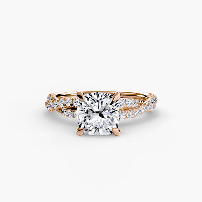 Twisted Pavé Solitaire Engagement Ring