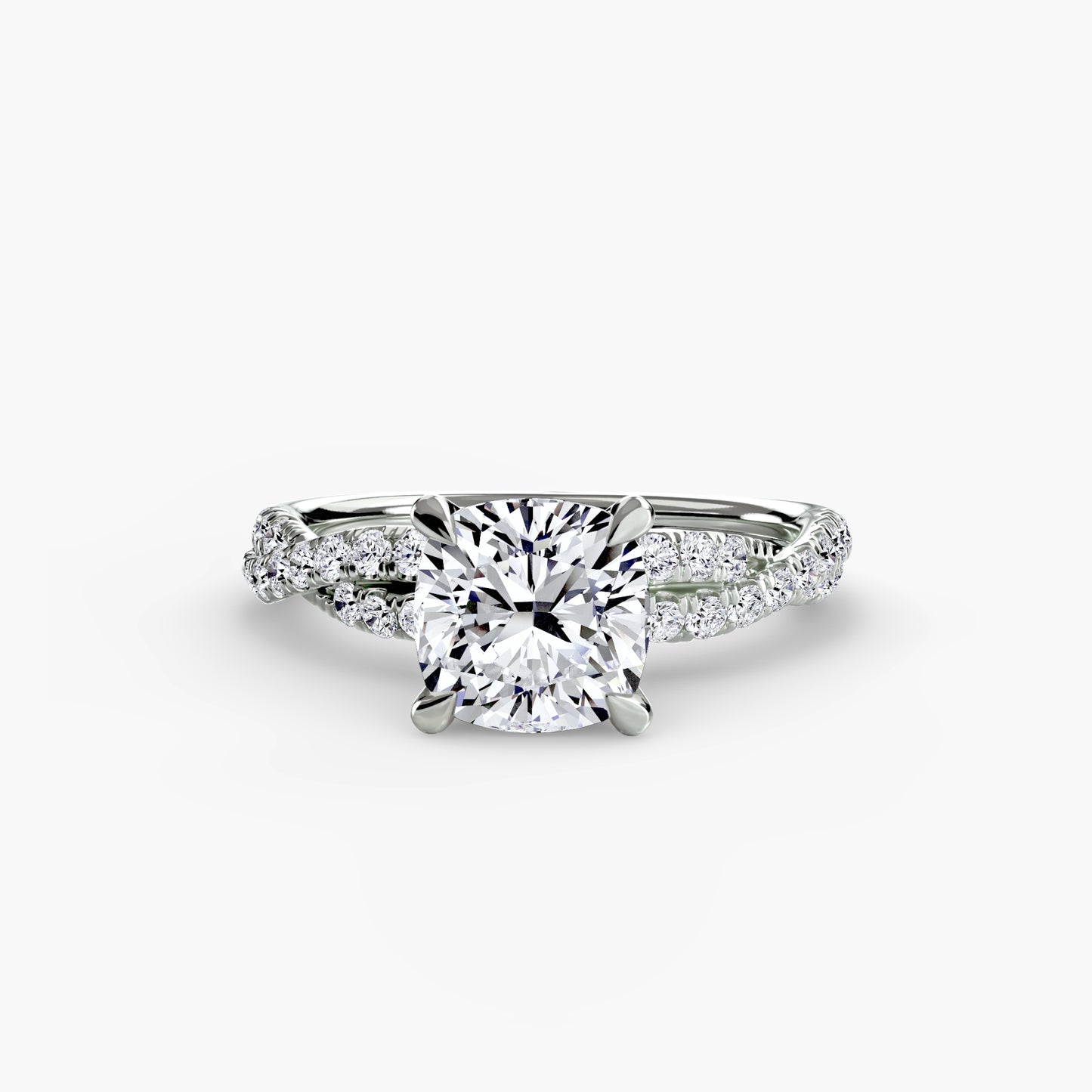 Twisted Pavé Solitaire Engagement Ring