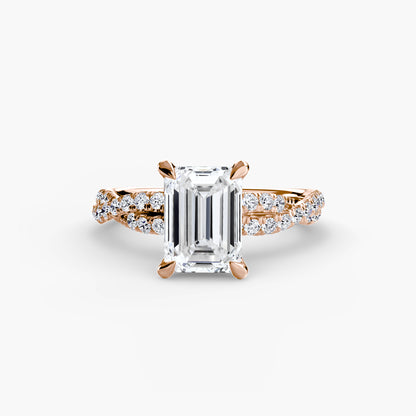 Twisted Pavé Solitaire Engagement Ring