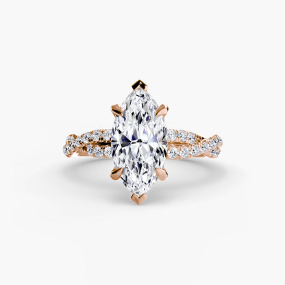 Twisted Pavé Solitaire Engagement Ring