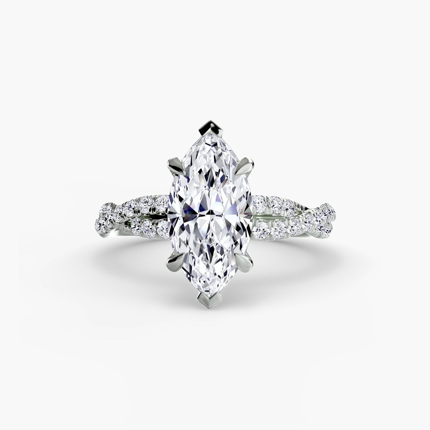 Twisted Pavé Solitaire Engagement Ring