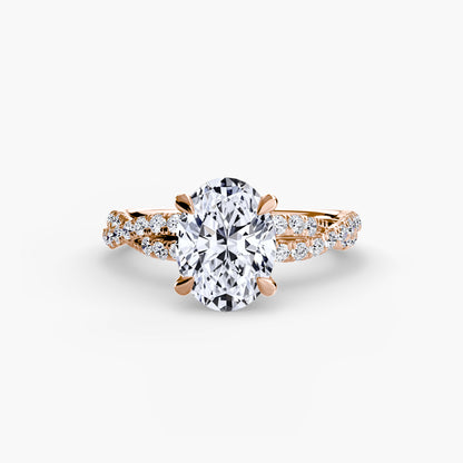 Twisted Pavé Solitaire Engagement Ring