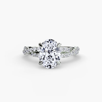 Twisted Pavé Solitaire Engagement Ring