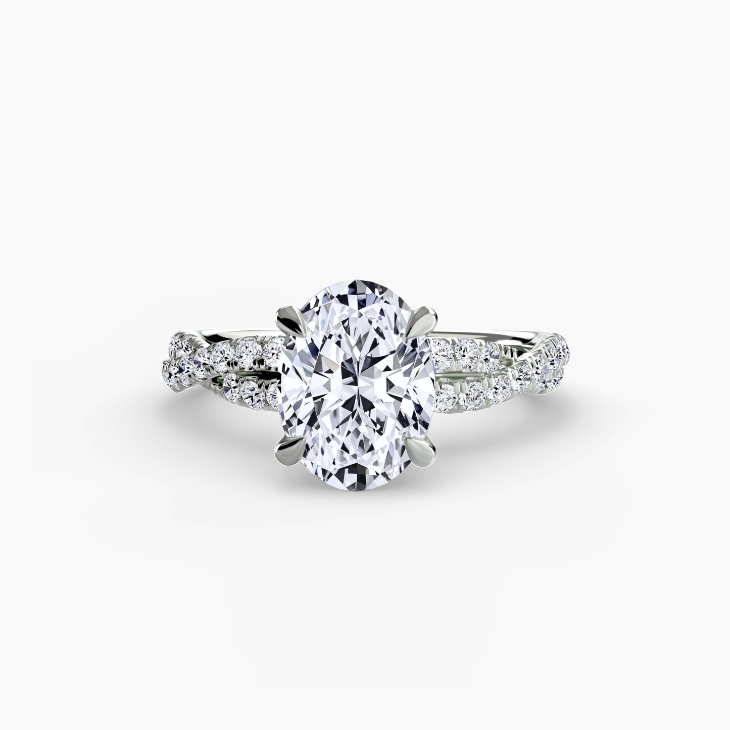 Twisted Pavé Solitaire Engagement Ring
