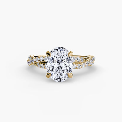 Twisted Pavé Solitaire Engagement Ring