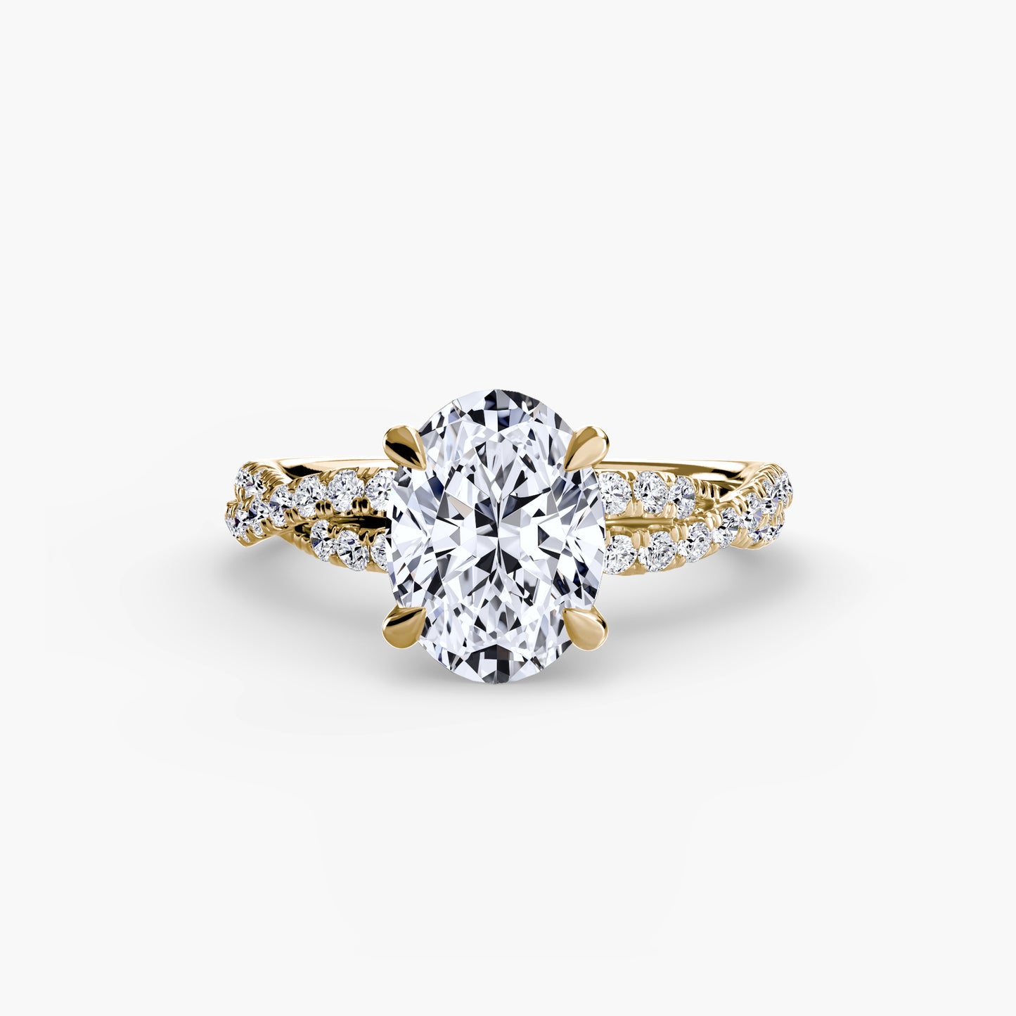 Twisted Pavé Solitaire Engagement Ring