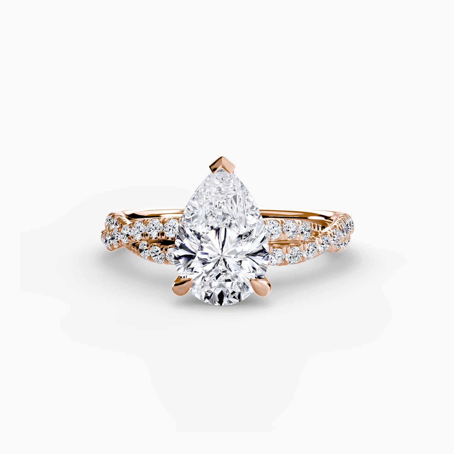 Twisted Pavé Solitaire Engagement Ring