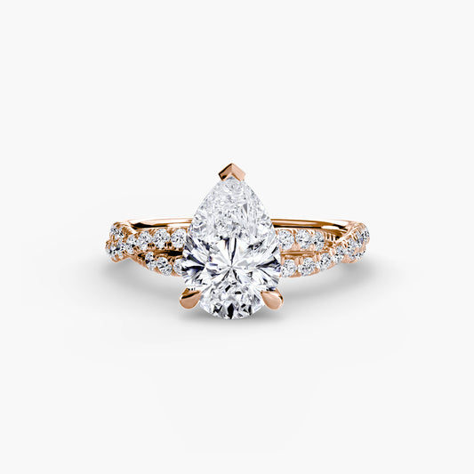 Twisted Pavé Solitaire Engagement Ring