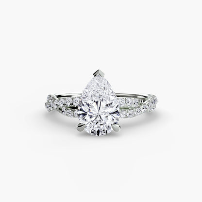 Twisted Pavé Solitaire Engagement Ring