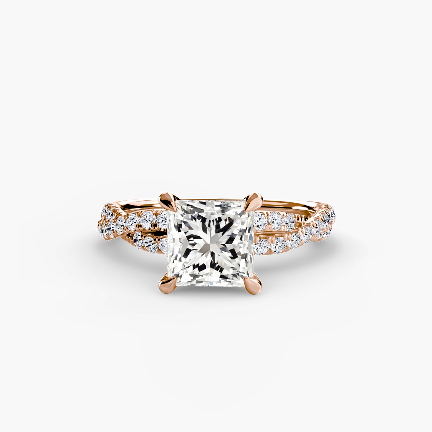 Twisted Pavé Solitaire Engagement Ring