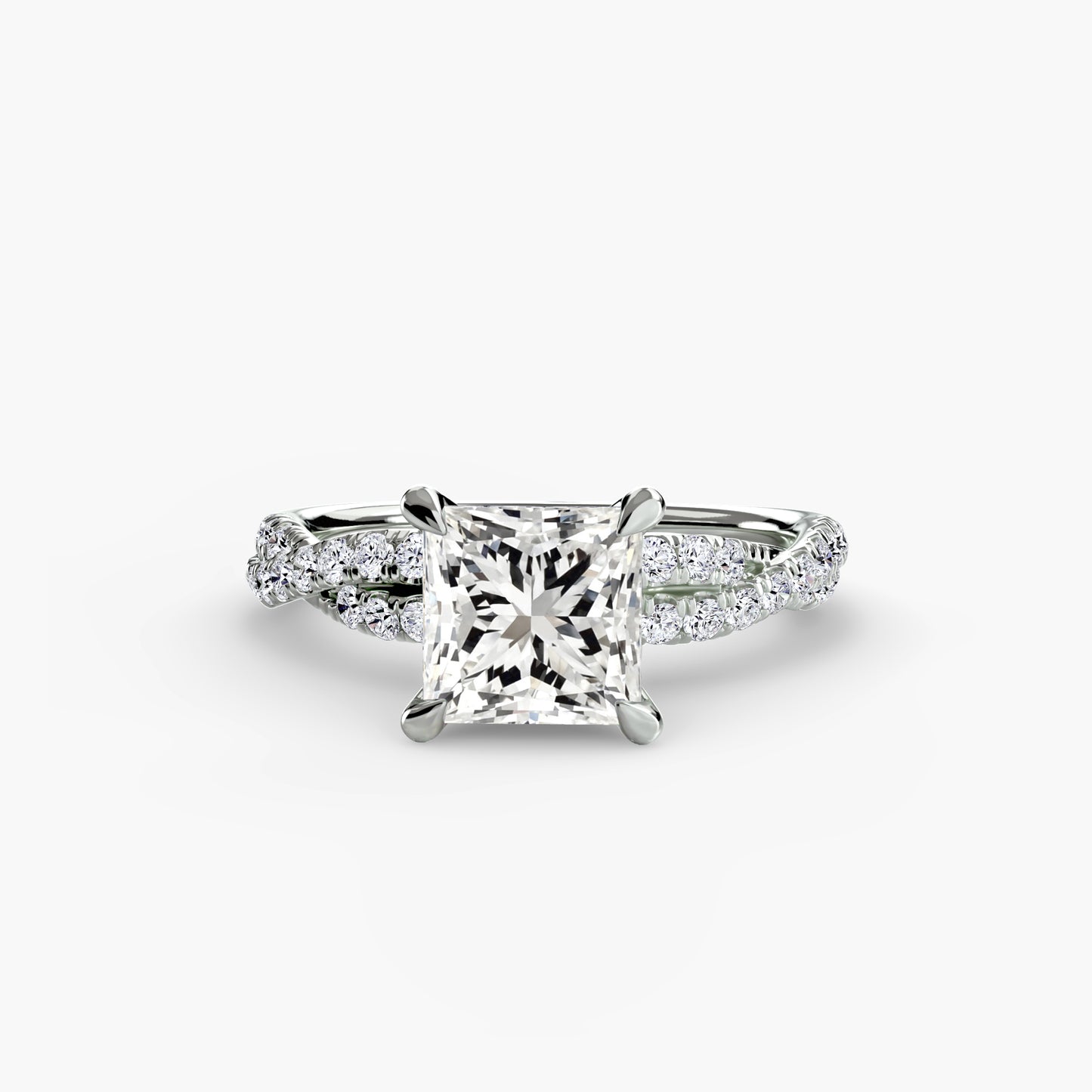 Twisted Pavé Solitaire Engagement Ring