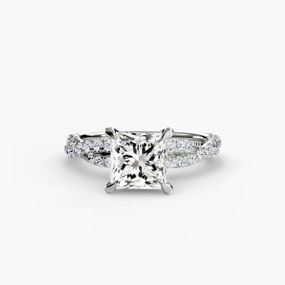 Twisted Pavé Solitaire Engagement Ring